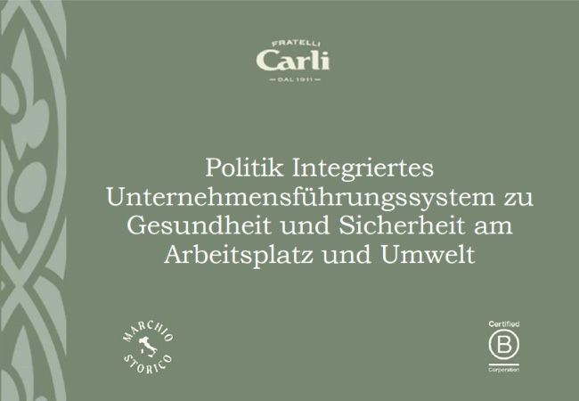 Politik Integriertes Unternehmensführungssystem zu Gesundheit und Sicherheit am Arbeitsplatz und Umwelt